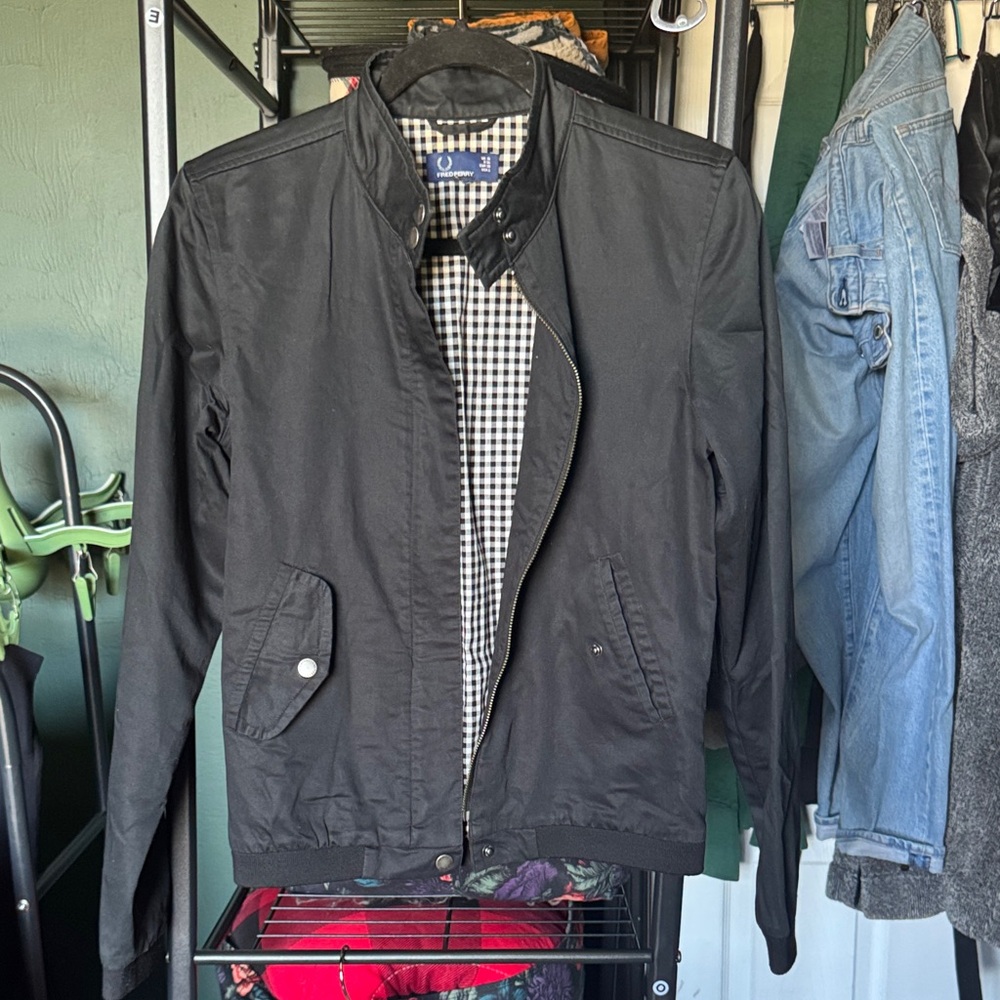 Fred Perry Black Jean Jacket with Gingham Lining